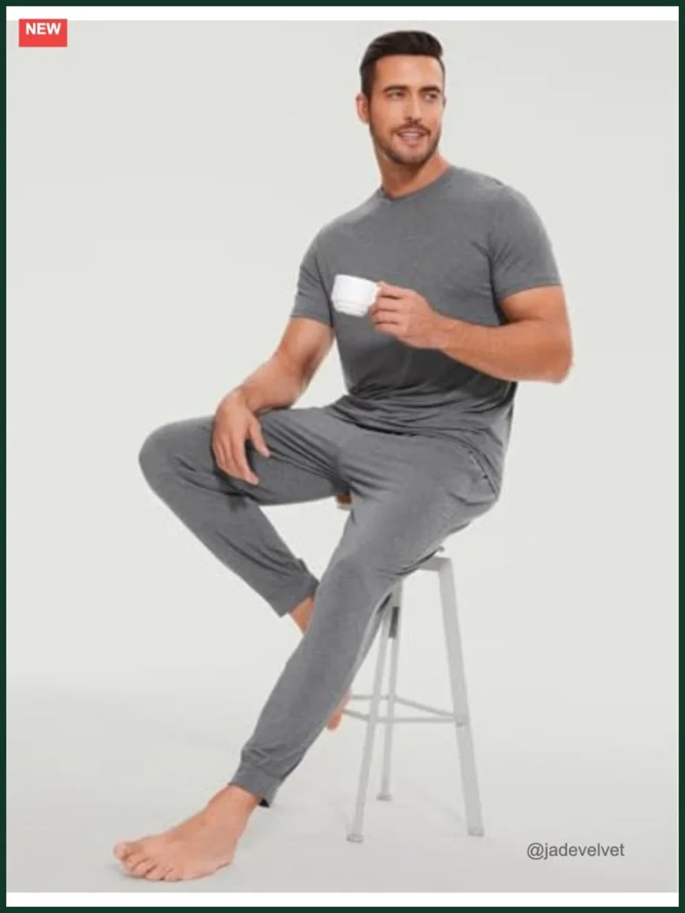 Bamboo Viscose Men's Short Sleeve Pajama Set Soft Lounge Set